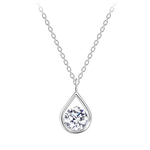 Lacrima Stellare - Halskette mit tropfenförmigem Zirkonia in Silber