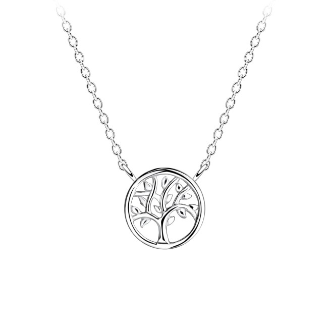 Vita Circulo - Silbernes rundes Baum des Lebens Collier